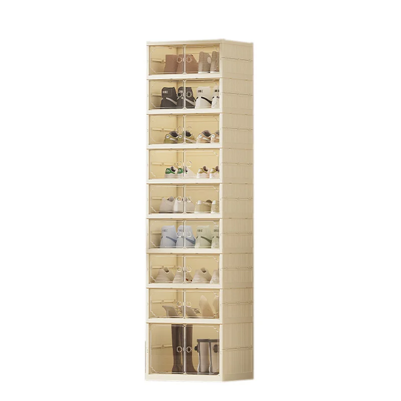 Modern Design Front Open Magnetic Door Clear Sneaker Storage Box Stabile Stackable & Simple Assemble with Magnetic Shoe Rack