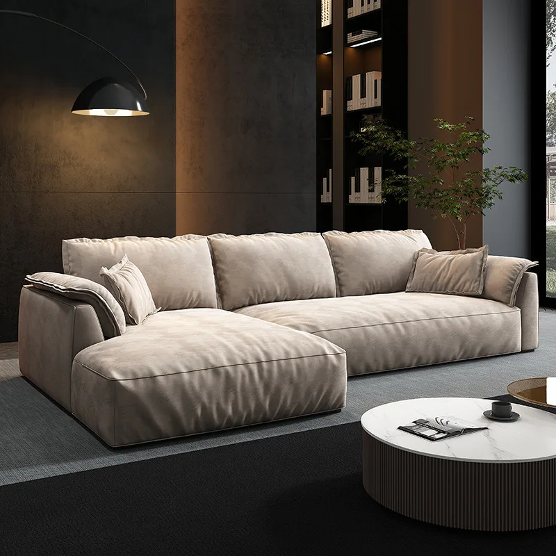 Italy design luxury style living room furniture high-end sectional fabric leather sofa