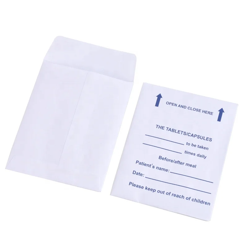 OEM medicine tablets capsules packaging paper envelopes with medicine statement printing