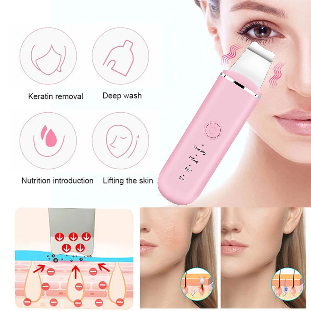 Ultrasonic Sonic Facial Skin Scrubb  Blackhead Remover Remover Pore Cleaner Ion Cosmetic Peeling Skin Scrubber Facial Cleaner