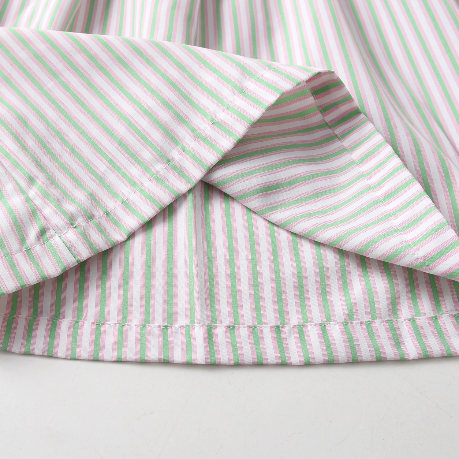 2025 New Summer Cotton Breathable Children Princess Dresses Stripe Embroidered Balloon Pattern Kids Frocks Baby Girl Dress