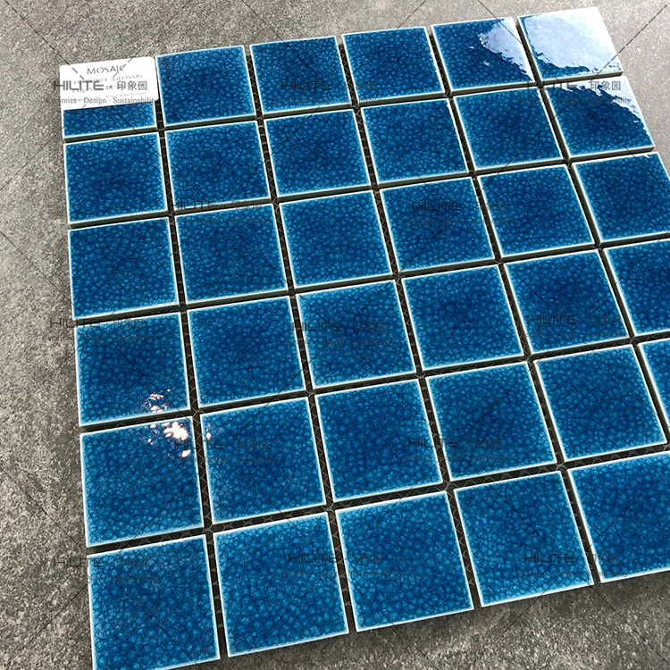 Premium Quality 306*306mm Ice Crack Glaze Blue Swimming Mosaic Tile Pool