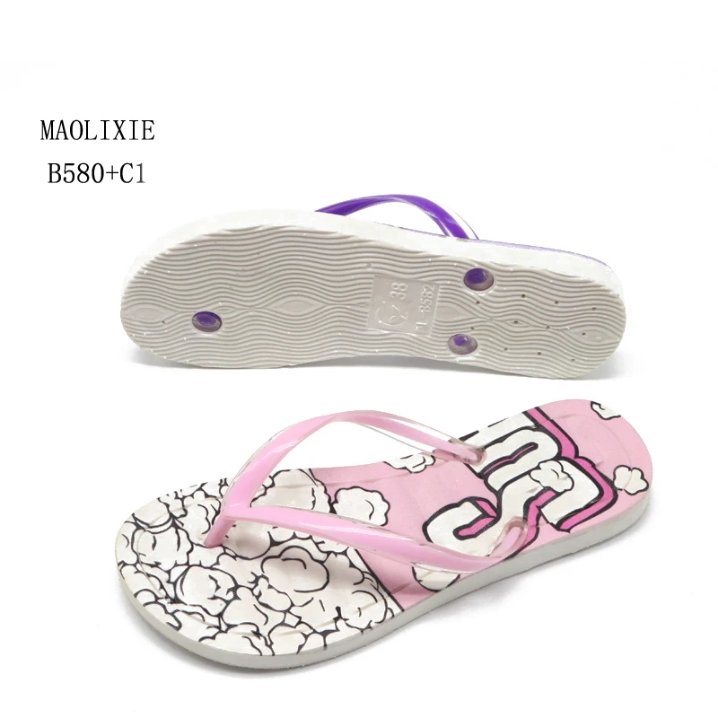 Summer ladies slippers girl home shoes plastic custom printed flip flops footwear ladies chappal wholesale