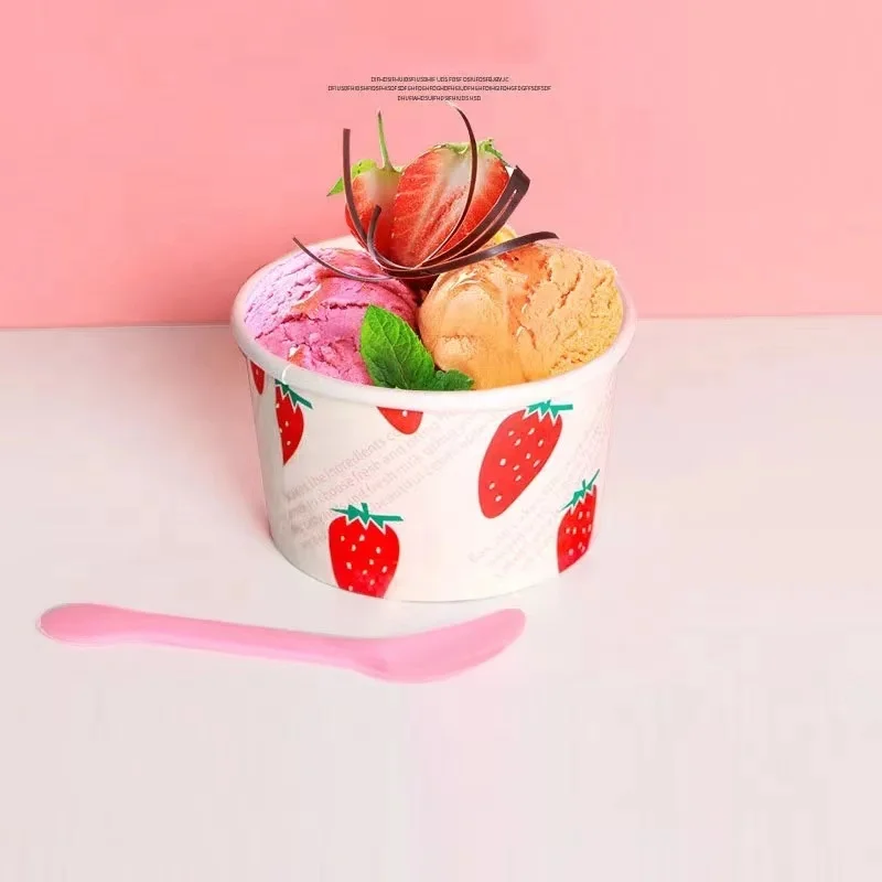 Custom Design Paper Polka Dot Ice Cream Cups 12 OZ Disposable Paper Cup