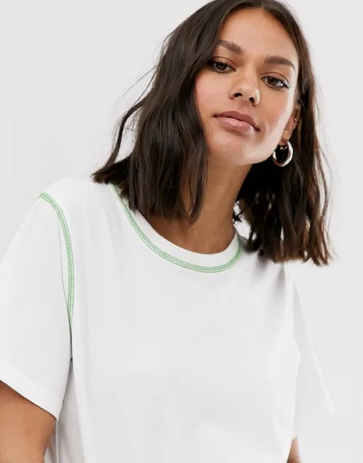 Модная женская футболка на заказ с коротким рукавом контрастной обложкой Стич цветная простая футболка