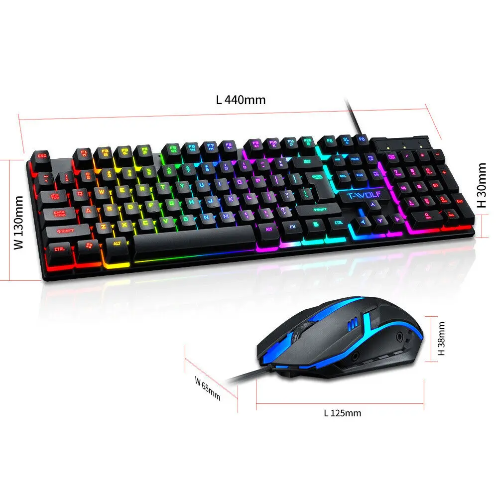 TF200 Wired USB Keyboard and Mouse Set Game Character Luminous Keyboard and Mouse