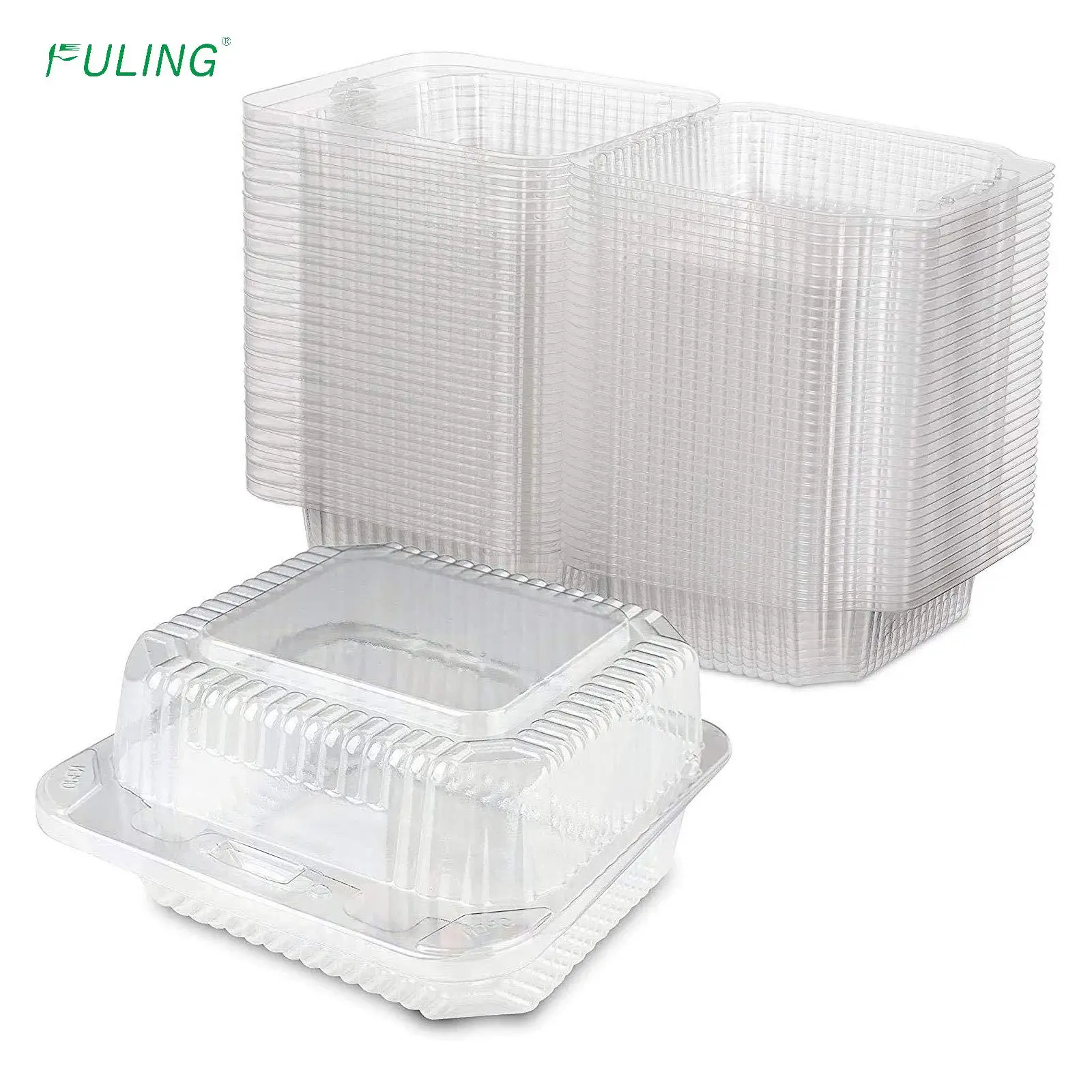 Clear Plastic Square Hinged Food Container Sturdy Fruit Disposable Storage Boxes