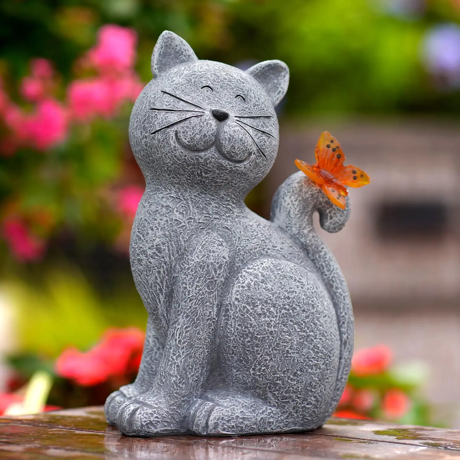 Garden decoration Outdoor cat solar light Statue Resin Craft led cat Figurine statue