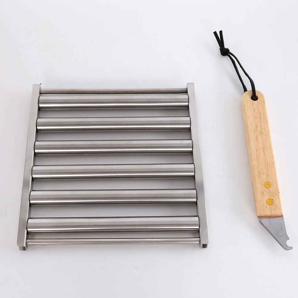 Hot Selling BBQ Accessories Tools Stainless Steel Hot Dog Sausage Barbecue Roller Rack Rolling baking tray