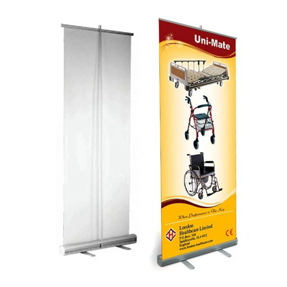 Retractable Standing Scrolling Custom Logo Full Color Print Roll Up Horizontal Banner Stand