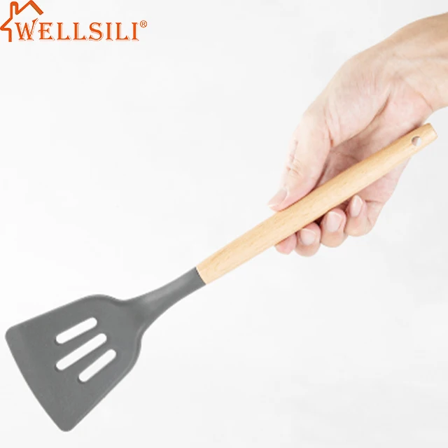 Hot Sale 12pcs Cooking Tools Sustainable Household kitchen accessories wooden handle non-stick Silicone kitchen Utensil Set