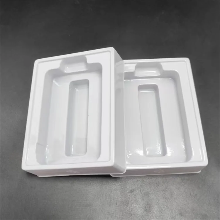 Plastic PET/PVC /PS White Matte Flocking Material Tray for Cosmetics Skin Care Set Plastic Blister Tray