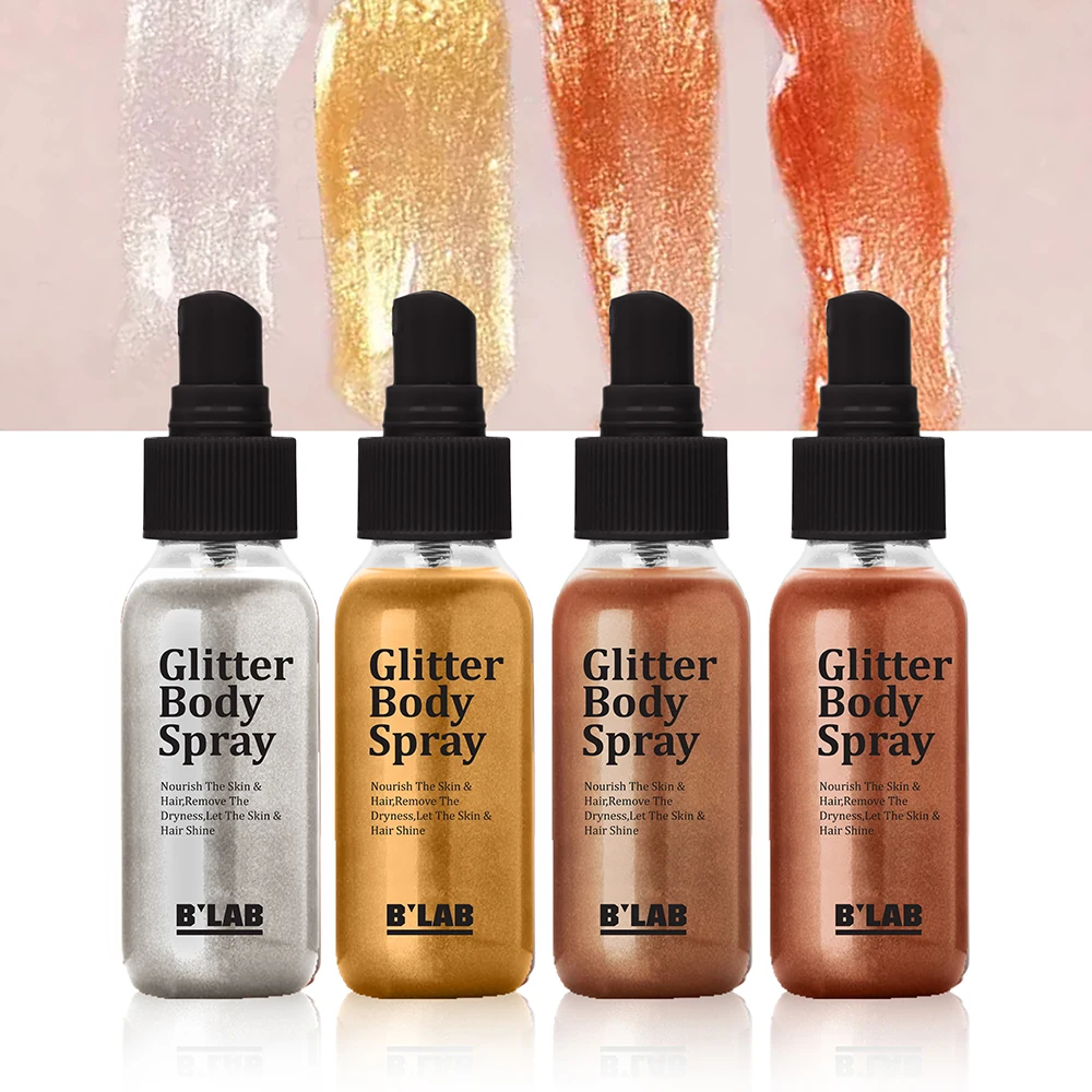 Wholesale Manufacturers Coconut Oil Hair Setting Glitter Spray Shimmer Sparkle Makeup Face Highlighter Body Spray Glitter