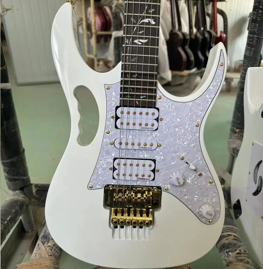 Белый классический бренд IB 7 В высокое качество черная электрогитара Золотая фурнитура с быстрой доставкой в наличии