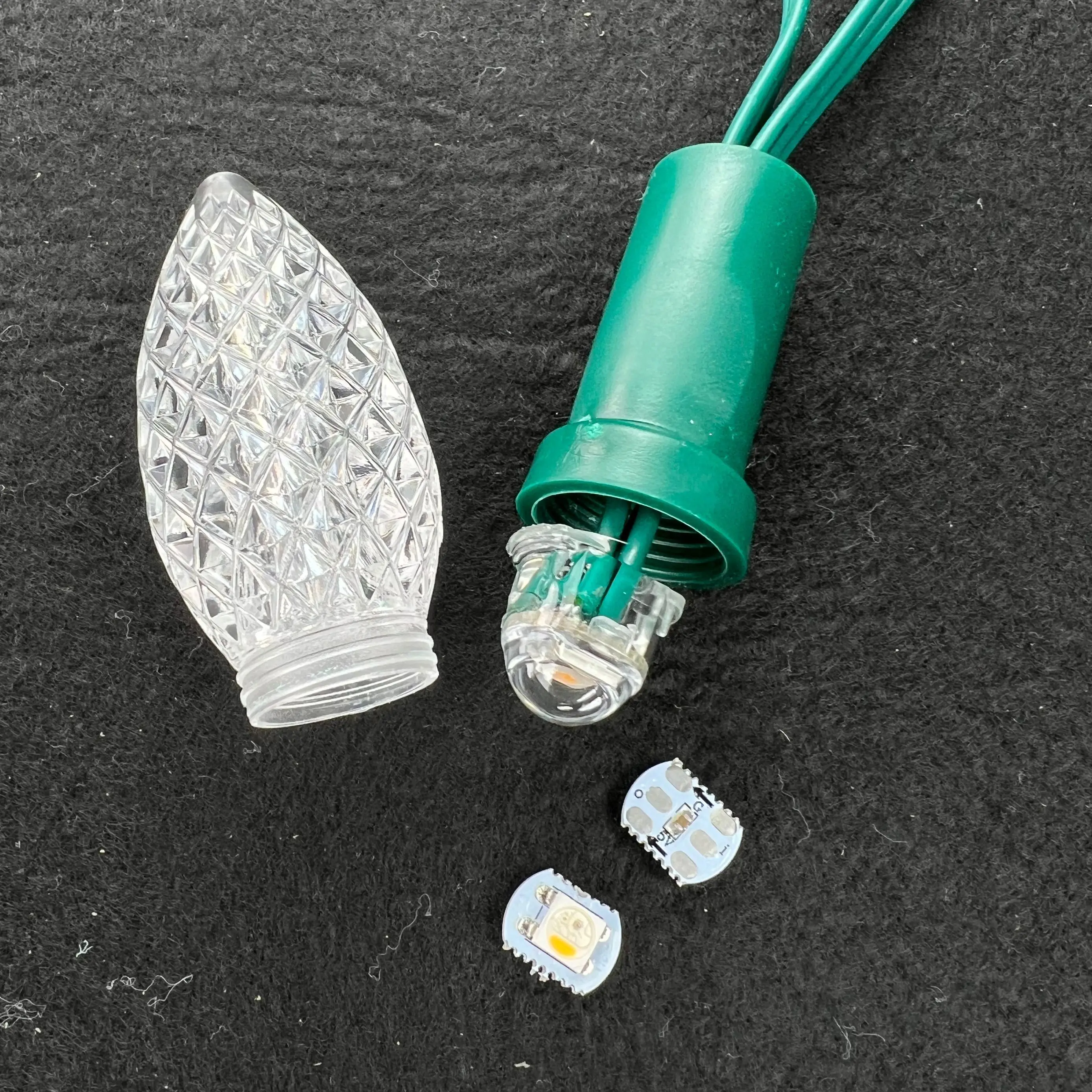 Addressable SK6812-RGBW(3000K) C9 DC5V/12V LED Pixel String Light IP68 15cm/30cm Spacing Green Wire XConnect Pigtails