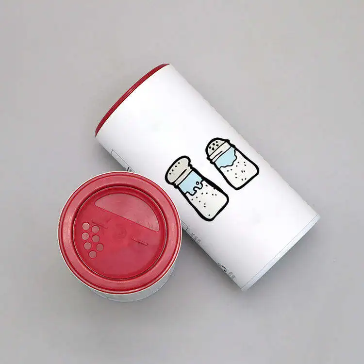 Free Sample Glossy Laminated Round Kitchen Spice Paper Jars Lightweight Tube Packaging with Plastic Shaker Lid Sugar Cookies