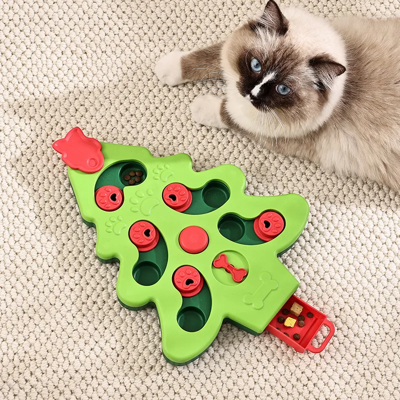 Wholesale Pet Dog Toys Puzzle Game Slow Feeder Food Luxury Durable Christmas Tree Interactive Pet Dog Puzzle Toys