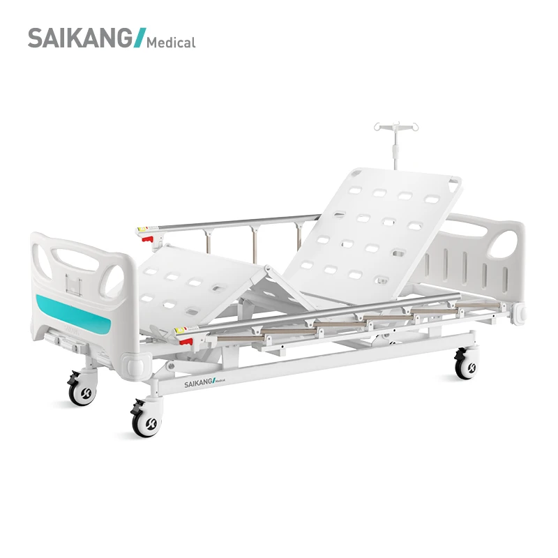 K3k SAIKANG Factory Stainless Steel Movable 3 Function Manual Hospital Clinic Medical Bed