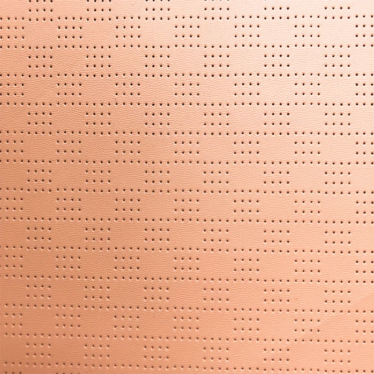 Design recycled PVC punching leather quilted fabric upholstery synthetic fashion embossed with holes for car seat cover