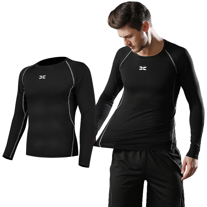 Factory Basketball Gym Compression Quick Dry Tight Mens Long Sleeve Men OEM Service Adults Plus Size Print Shirts & Tops Support