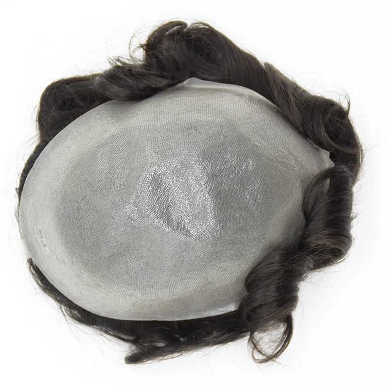 
Cheap wholesale adhesive silk base mens human hair replacement hair pieces afro toupee wig for men black 