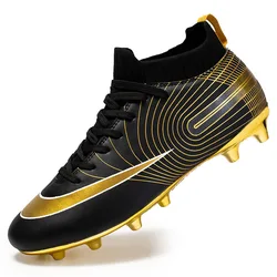 Golden football boots shoes pu material chuteiras society multi colors chuteira campo football soccer training shoes