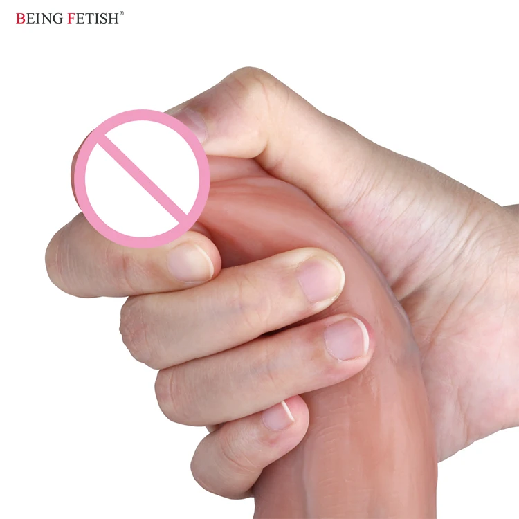 Realistic Liquid Silicone Dual Density Sex Toys Rubber Dildo Penis For Lesbian