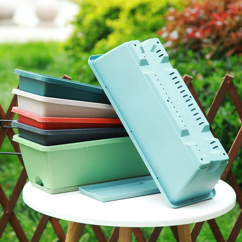 Outdoor hot selling plastic flower pot square flower pot extra large plastic nursery flower pot tray planting slot