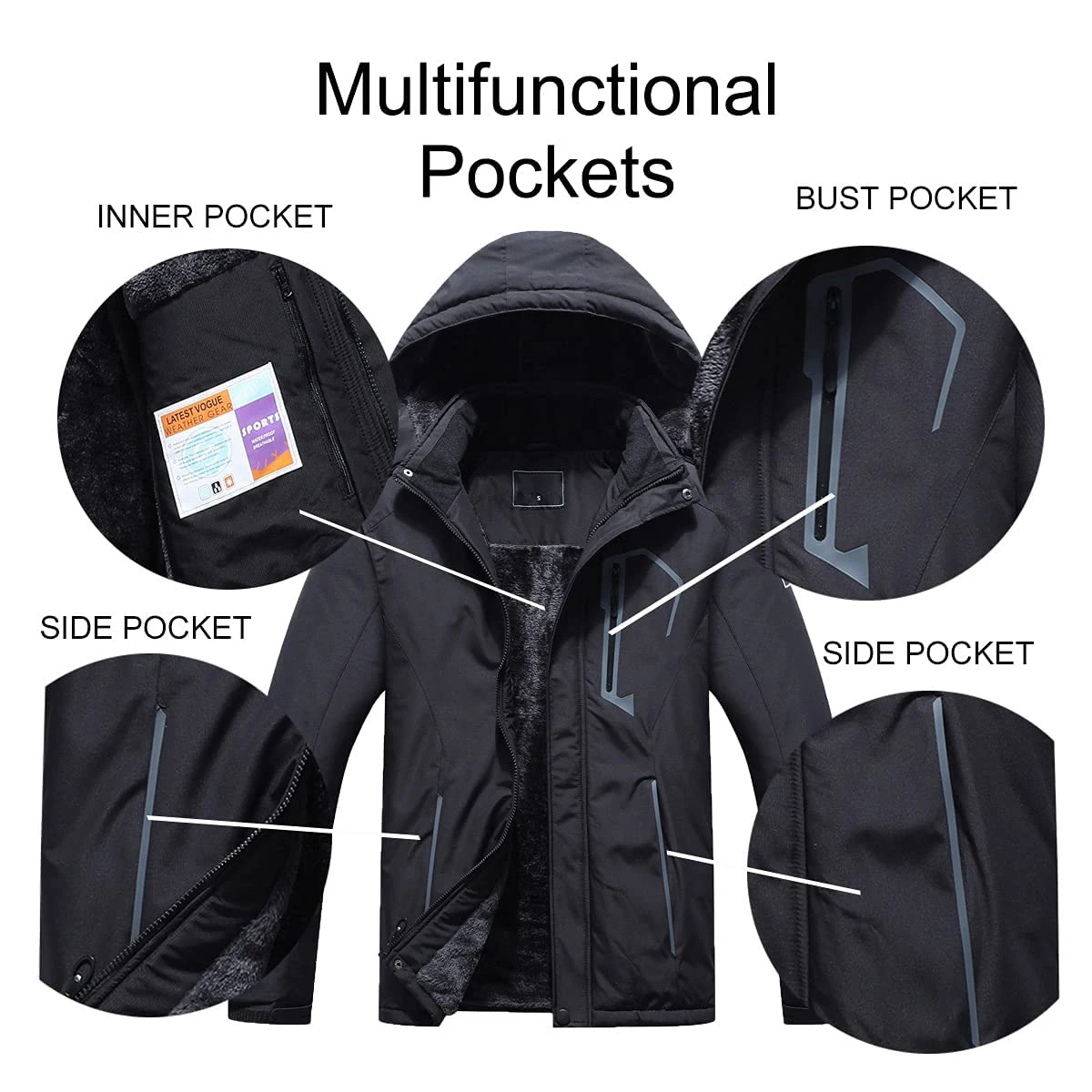 Autumn and winter removable liner two pieces of storm jacket outdoor windproof waterproof warm customized ski snow wear