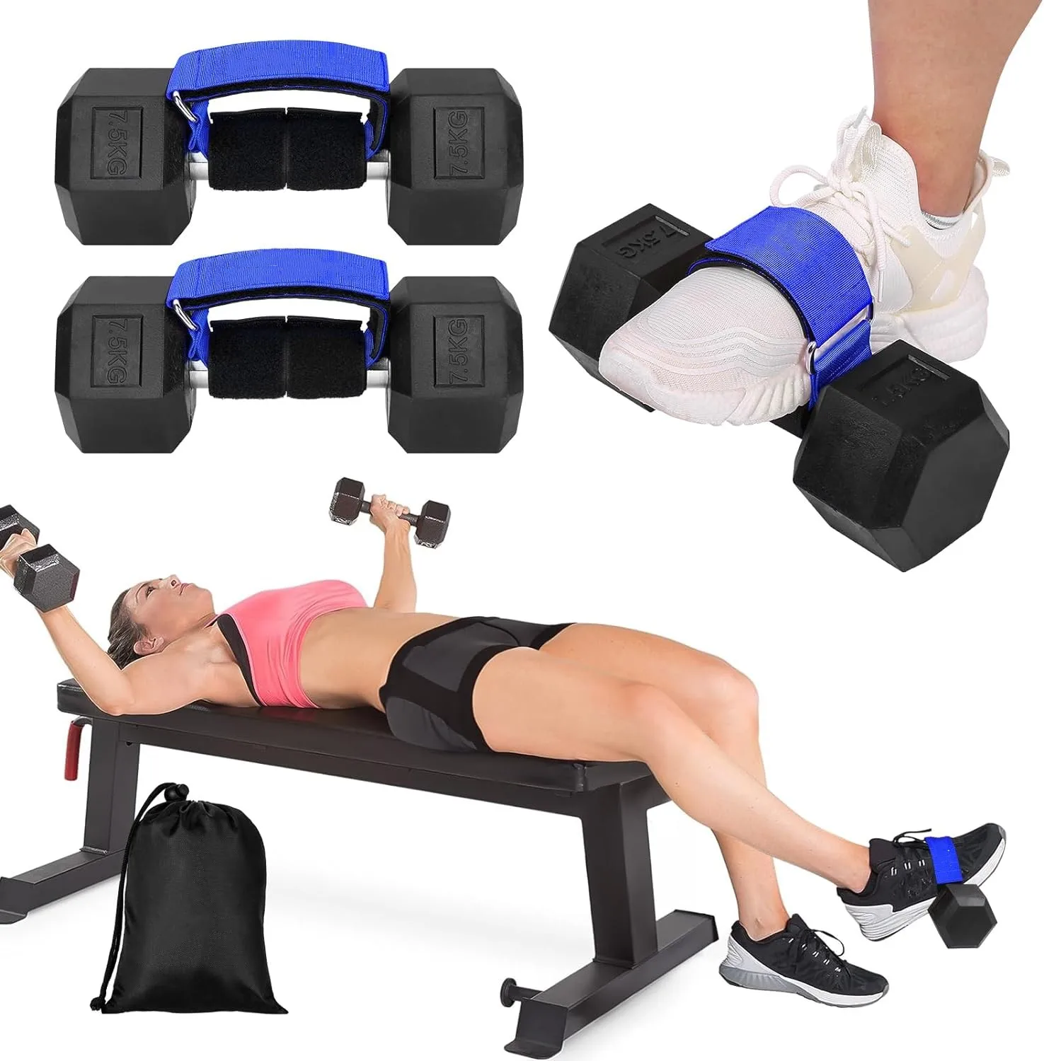 Wellshow Sport Tibialis Trainer Exercises Adjustable Ankle Strap Dumbbell Attachment for Feet Relieve Leg Pain
