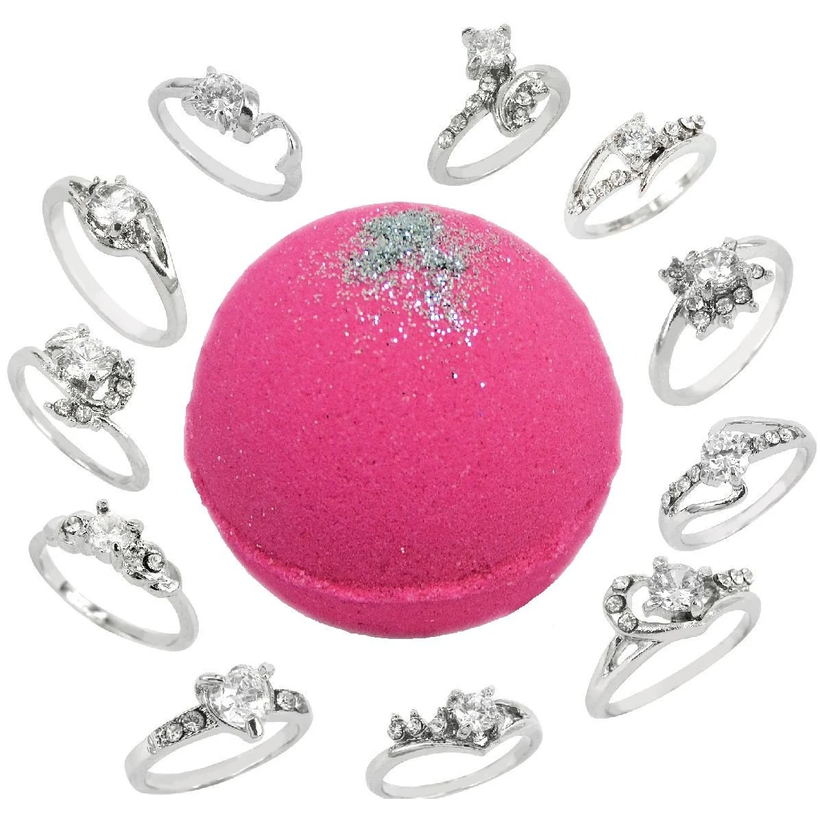 Hot sale high quality oem Jewelry bath bomb fizzy Rich Bubble kids Vegan private label bath bomb with ring inside for cleaning