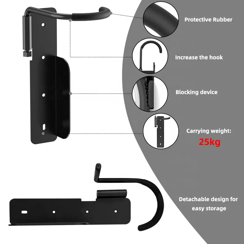 OEM 90 Degrees Vertical Bike Hanger Hook High Quality Bicycle Swivel Parking Rack Swing Hot Design Bike Rack Garage Wall Mount