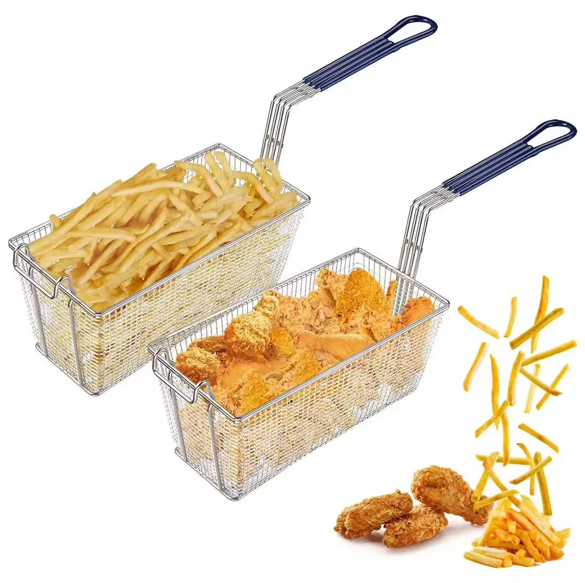 Wholesale Price Stainless Steel Super Dense Mesh Commercial Hotel Deep Fryer Basket French Fry Basket For Turkey Fryer