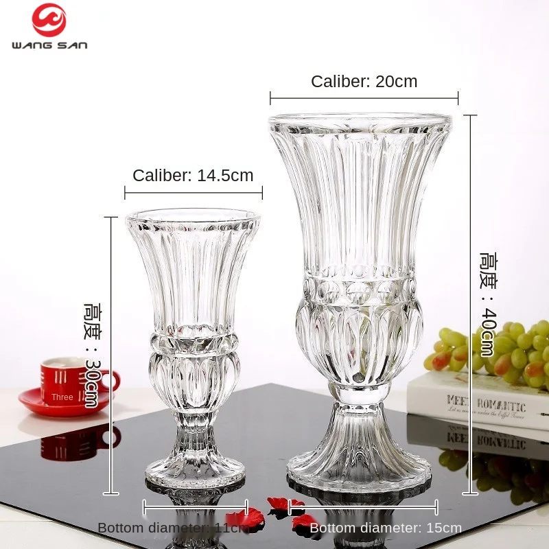 Yiwu New arrival clear and high quality beautiful hand cut crystal glass flower vase