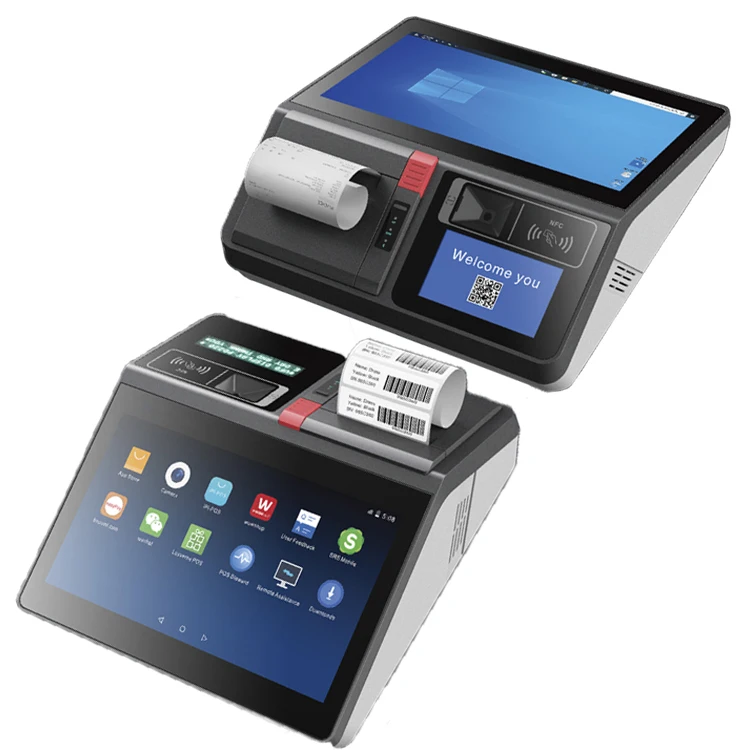 POS Factory 11.6 Inch Windows Android Touch Screen Electronic Mini Cash Register Point Of Sale Systems Pos With Printer