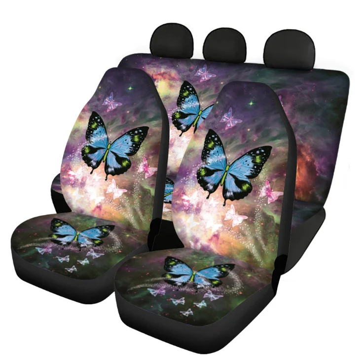 Car Accessories Seat Covers For Most Cars Hawaii Polynesian butterflyPrints Front/Back Car Seat Cushion Cover Full Set Holiday