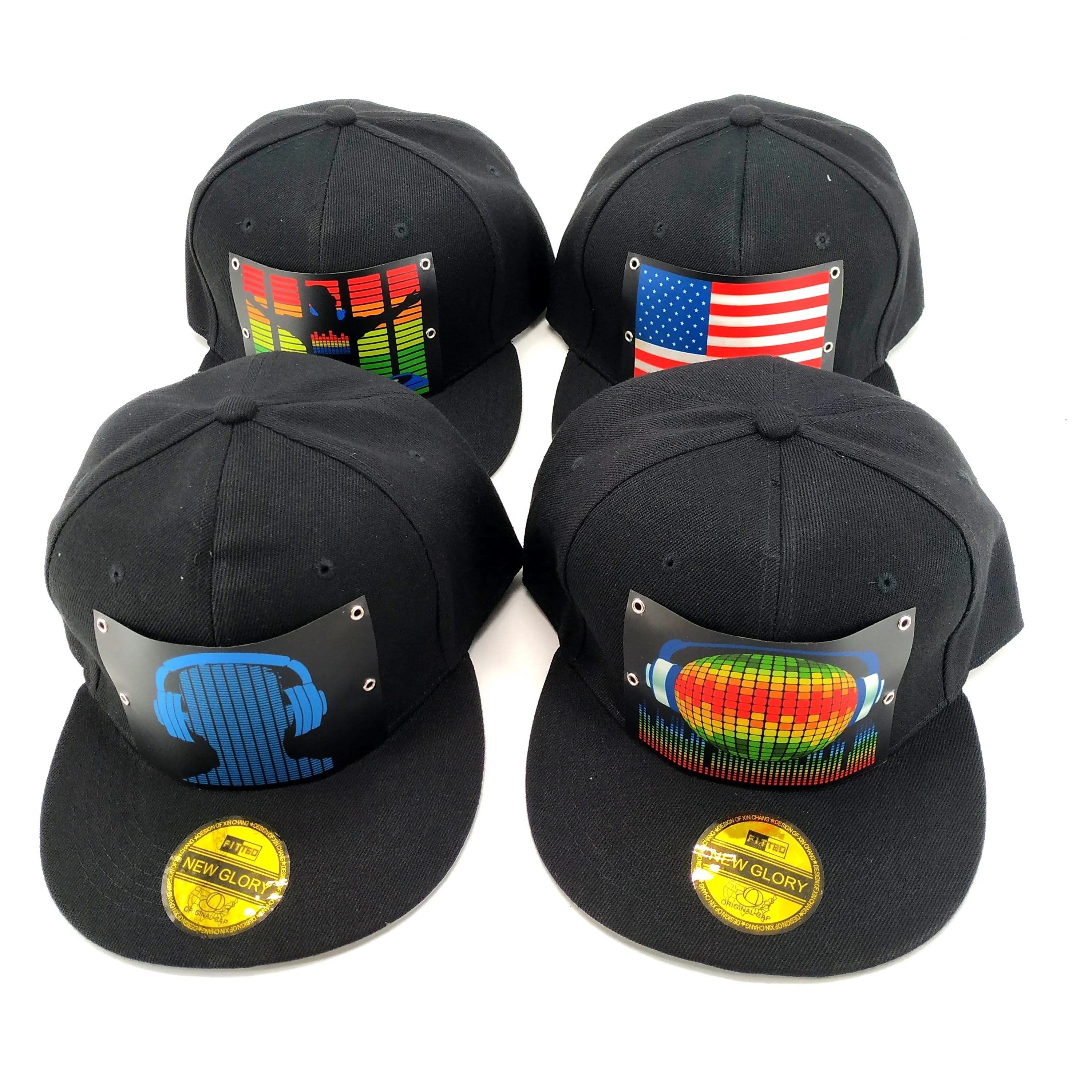 Multi-color Custom Music  Activated Light EL Party Panel Hat Sound Activated LED Baseball Cap