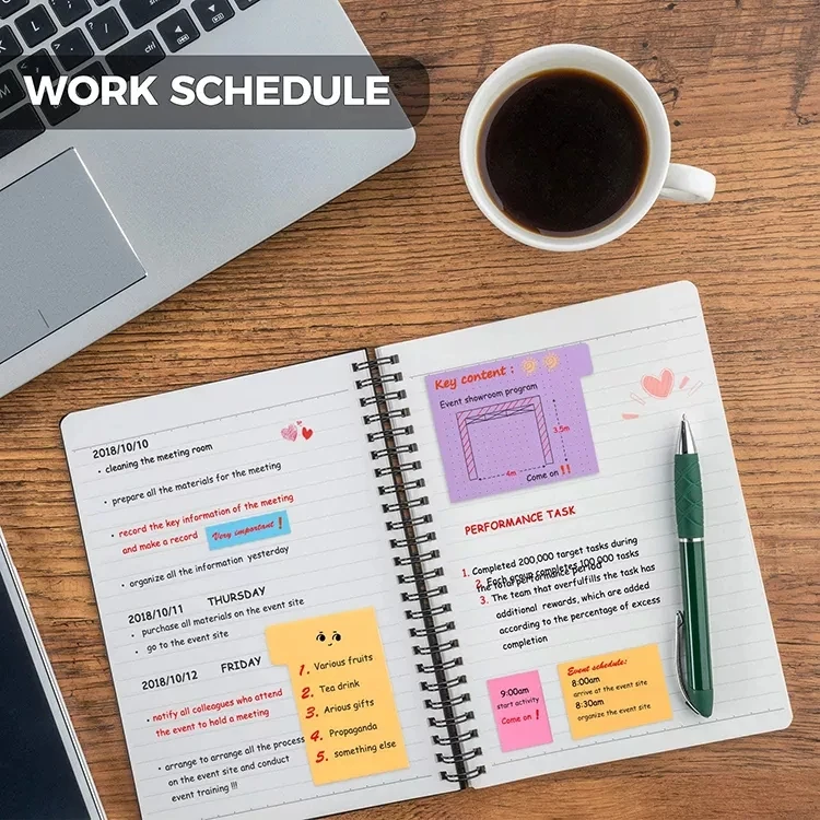 Портативный многоцветный Мини-блокнот, блокнот для записей, оптовая продажа, индивидуальный логотип, самоклеящиеся блокноты