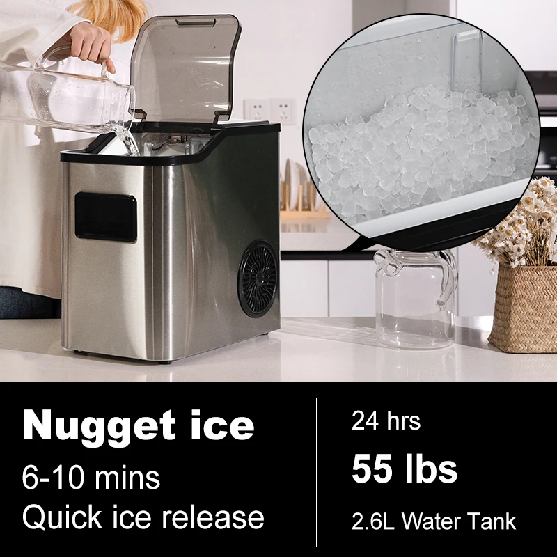 OEM/ODM 110V 220V nugget ice maker automatic stainless steel cube counter top ice maker 25KGS/24H for business