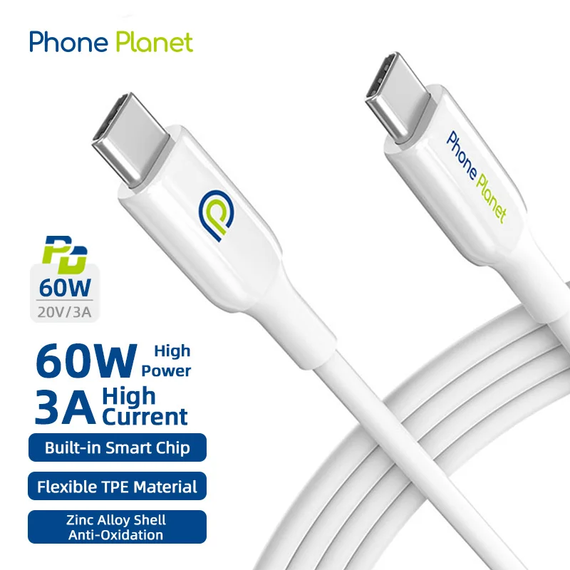 TPE Flame Retardant Cable 3A 60W 5A 100W USB C to USB C Fast Charger Mobile Phone Laptop Data Cable For Samsung Google