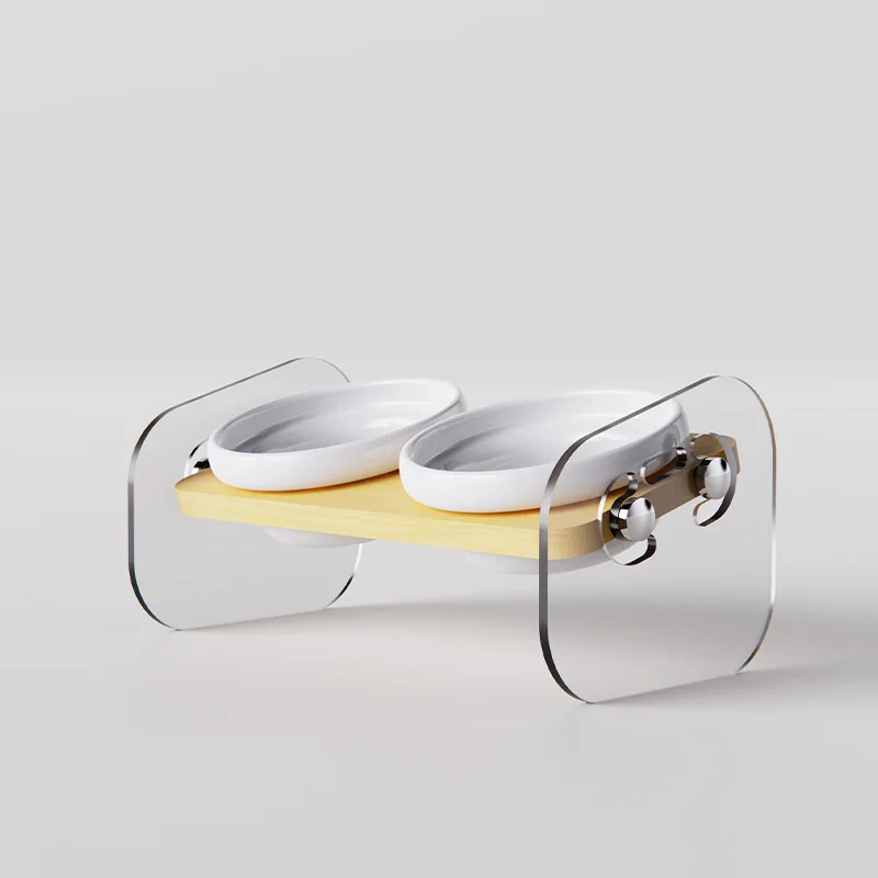 Adjustable Bamboo wood Raised Small Pet Bowls Elevated Feeder for Dogs Cats Food and Water Bowls stand animal Feeder