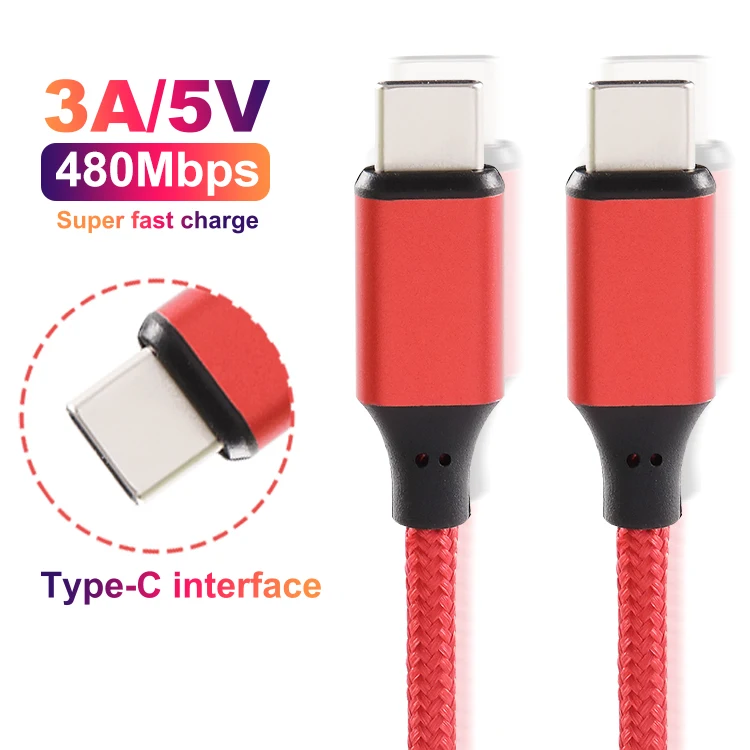
usb 2.0 1m 3m durable type c super fast charging cord wholesale nylon charger data cable 