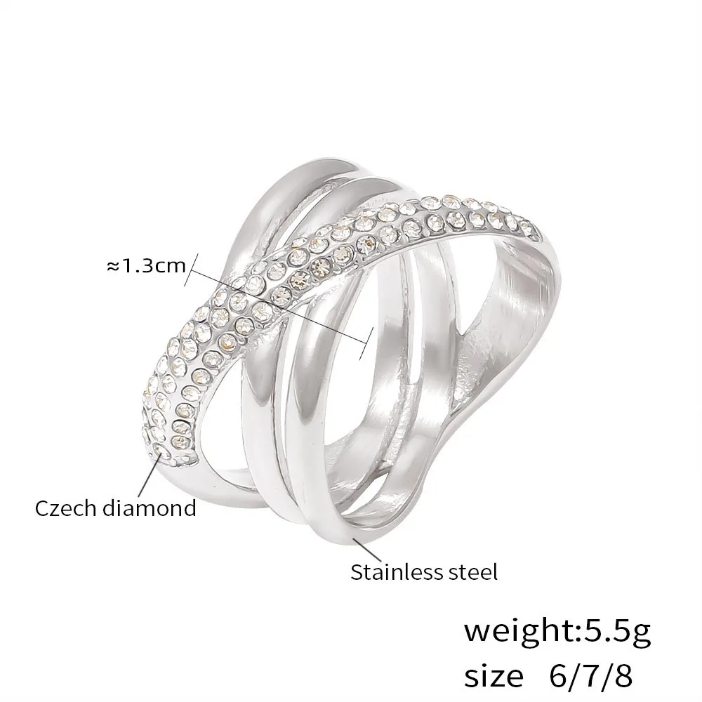 Cross Wound Diamond Plated 18k Gold Non Fading Vintage Titanium Steel Ring