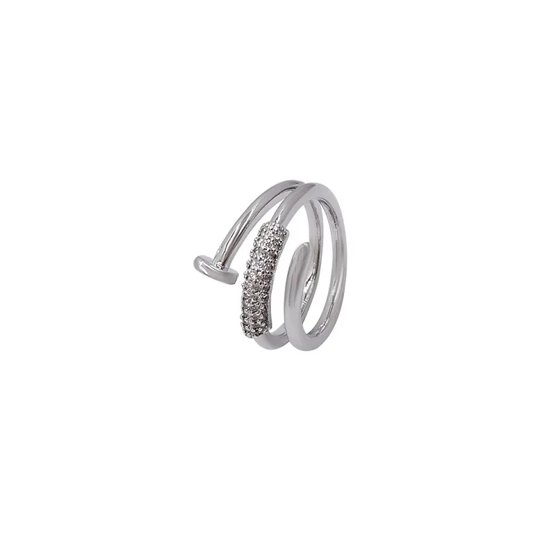 Custom 316 Stainless Steel Rings Classical Simple Plain Jewelry Open Statement Zircon Circle Ring For Women