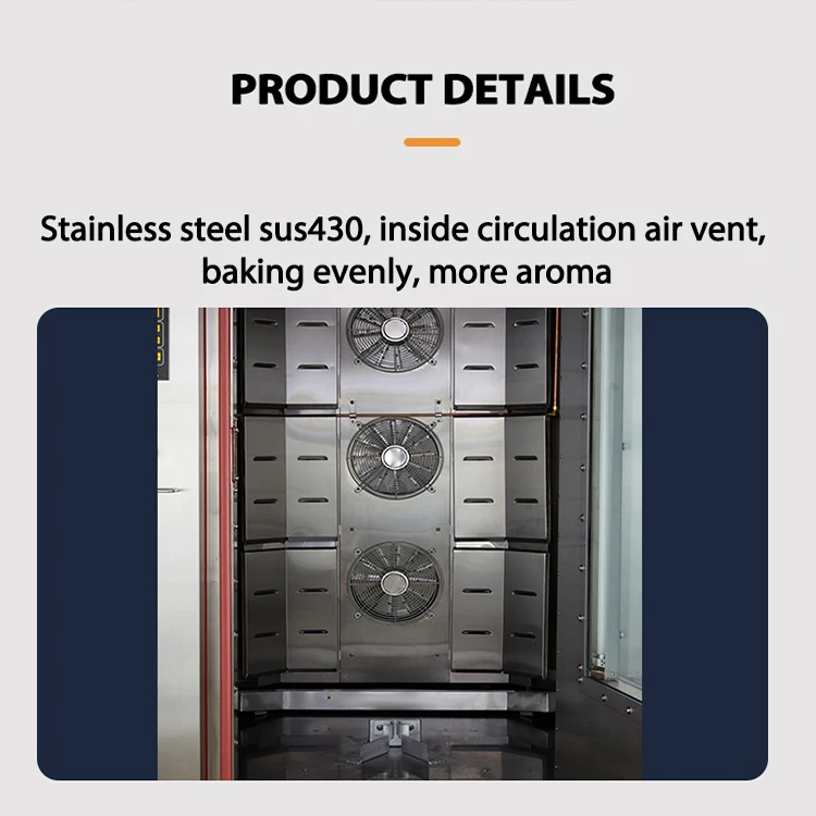 China Supplier Commercial 72 Tray Gas Big Rotating Rotary 2 Double Baking Loaf Bread Bakery Industrial Rack Oven