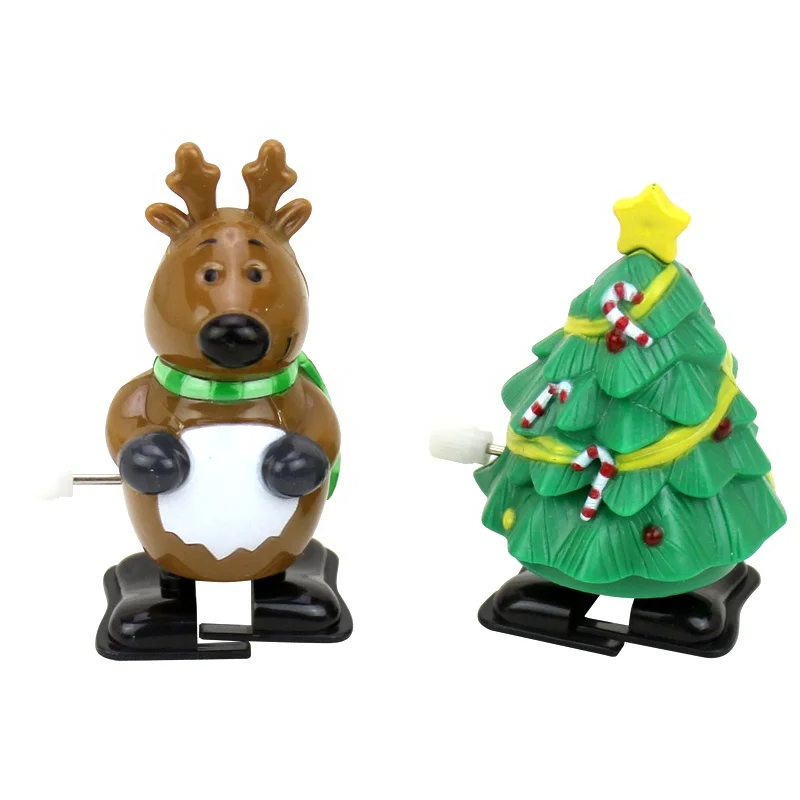 Plastic Xmas Party Favors China Christmas Decoration Present Gift Set Santa Tree Elk Wind Up Toy For Kids