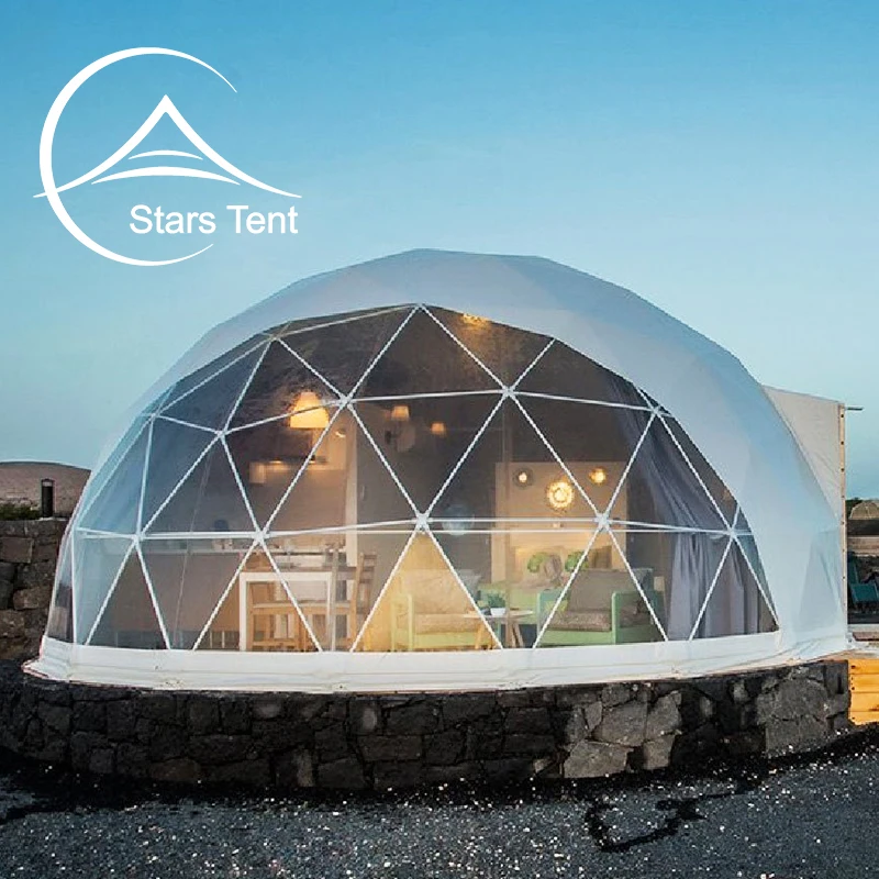 Luxury Hotel Camping Transparent Geodesic Dome House Pvc Dome Tent Glamping For Resort