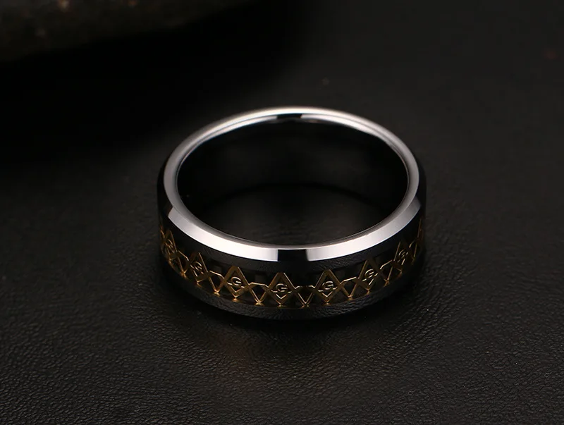 Wholesale fashion jewelry male ring 8mm solid ceramic black waterproof ring Masonic ring