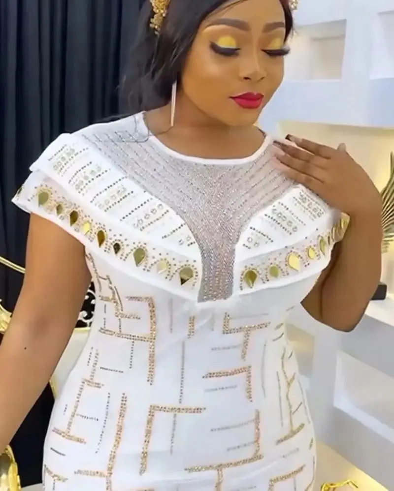 2023 Plus Size African Sequin Maxi Dress for Women Luxury Lady Wedding Evening Dresses Sexy Spring Female Party Bodycon Gown