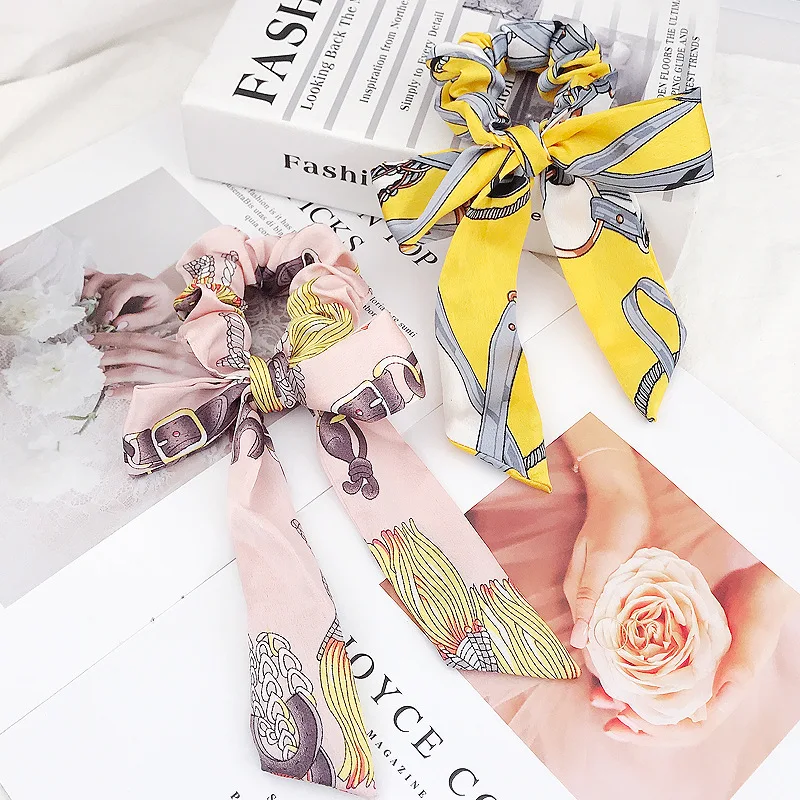 Stylish Silk Satin Tie Dye Scrunchies Vintage Elastic Head Wrap Plain Outdoor Sport Solid Hairband